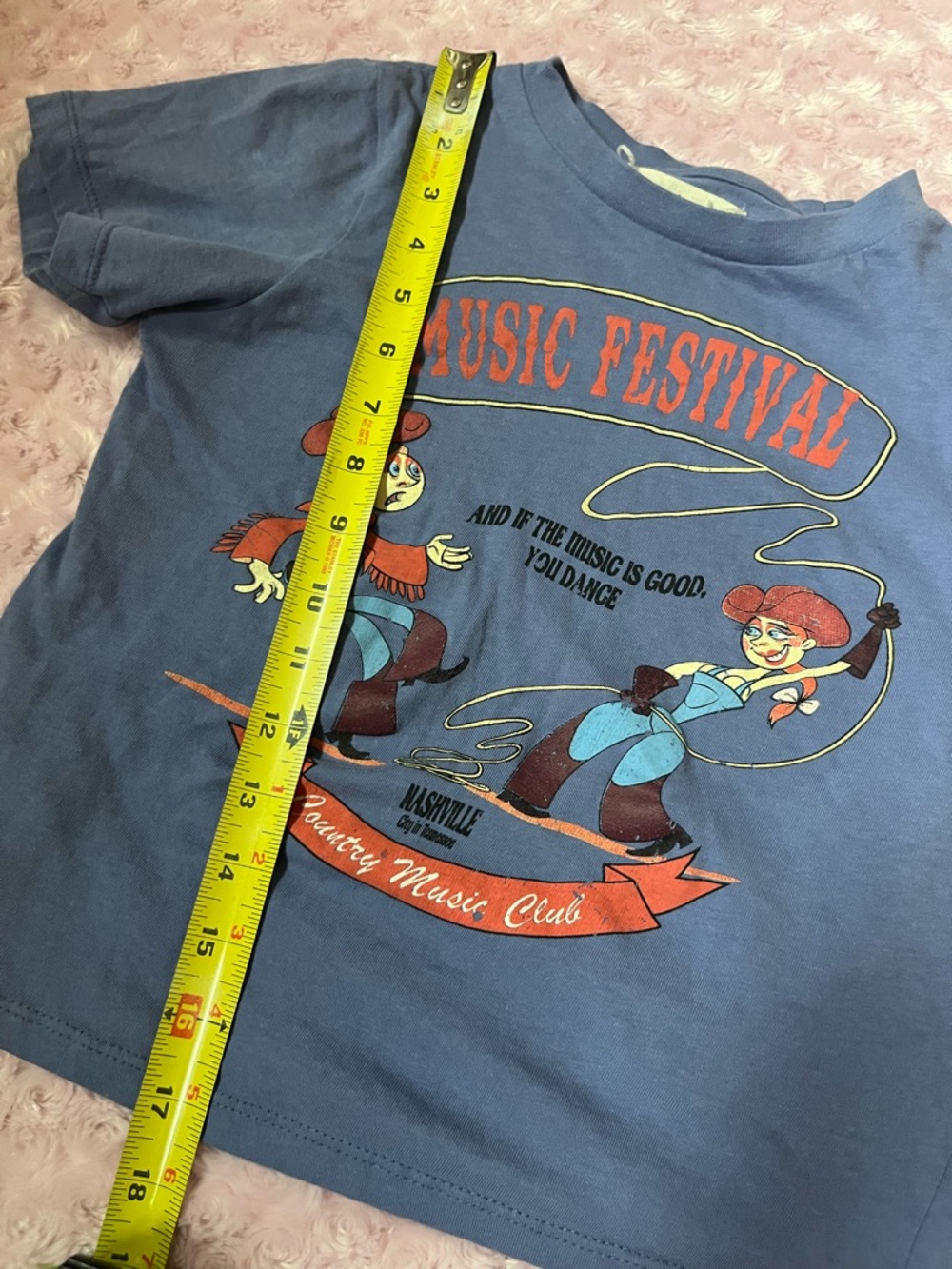Women’s Blue Graphic Crop Top - Music Festival Print